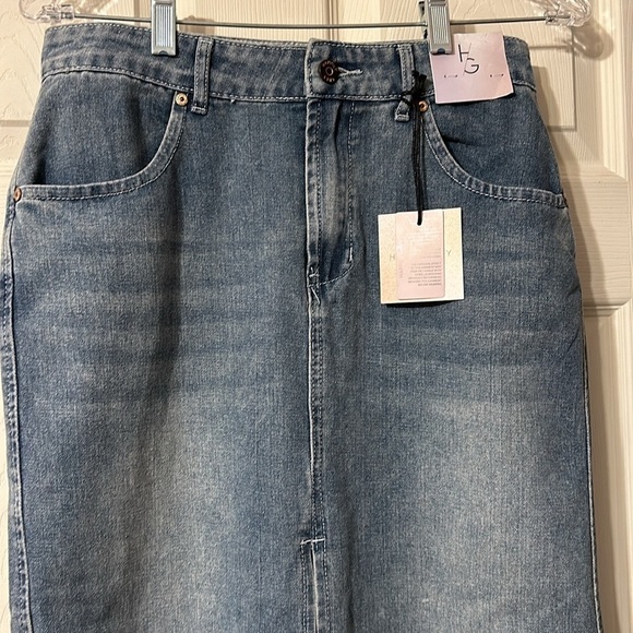 NWT Happily Grey Denim Jean Maxi Skirt 5 - Picture 2 of 6
